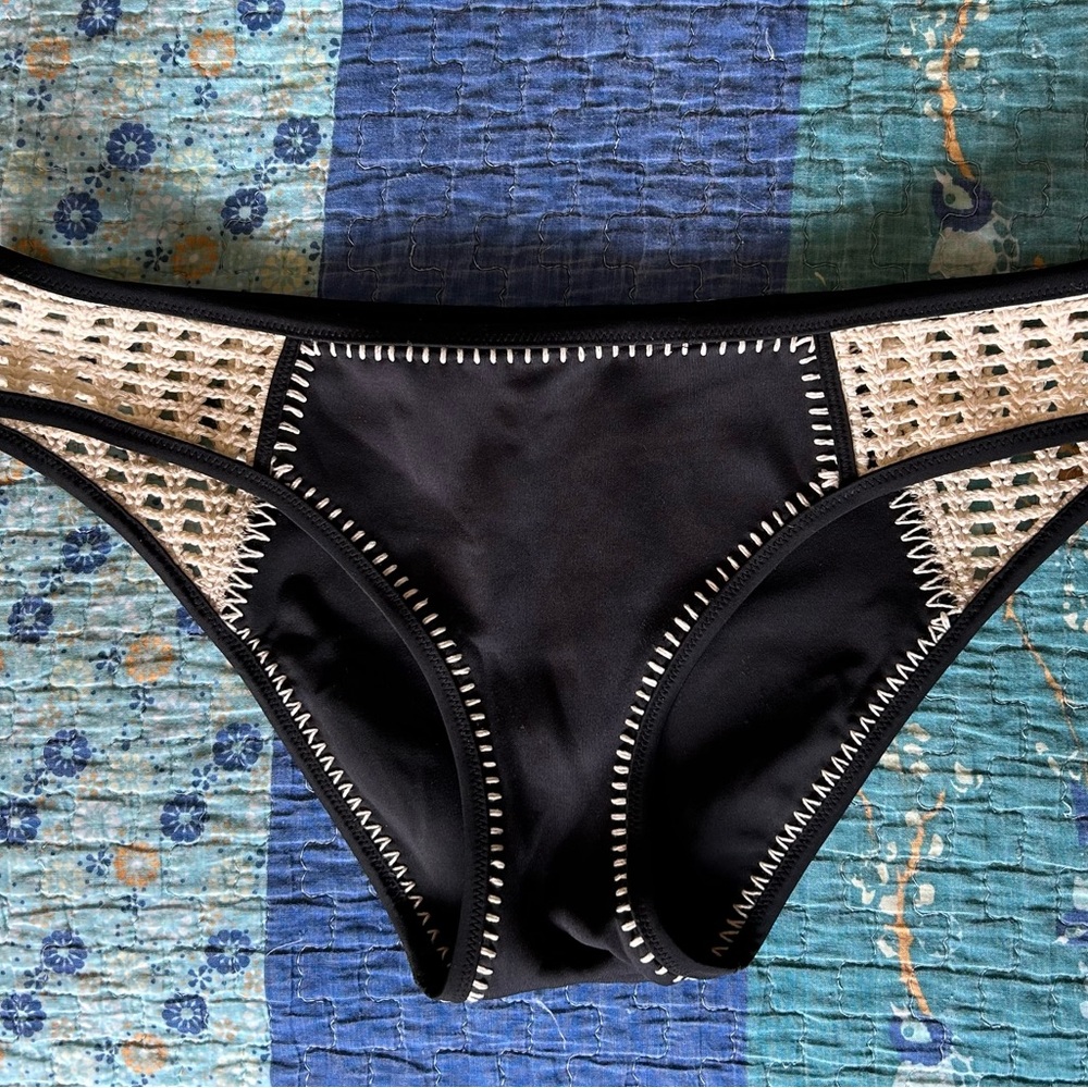 Victoria's Secret Black Bikini Bottom with Cream Trim